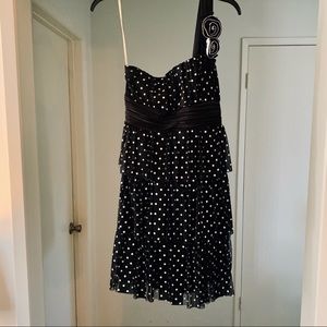 Black and White Polka Mini Dress w/ Tiered skirt